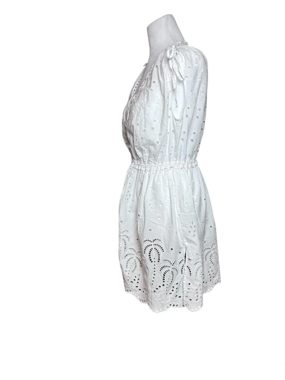 Talbots White Eyelet Beach Cover Up Size Small Boho Swim‎ Coverup Stretch Waist
